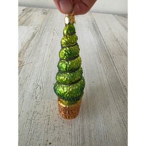 Vintage Christborn topiary plant Gardener glass ornament glitter tree Xmas